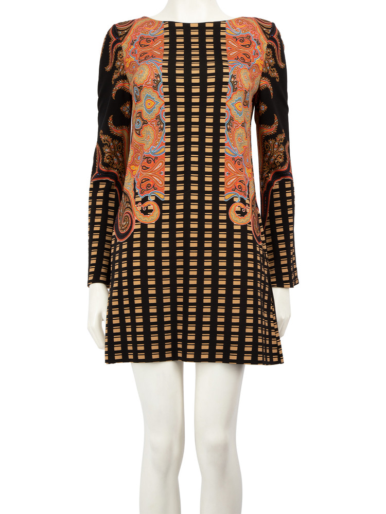Etro Abstract Pattern Long Sleeve Mini Dress