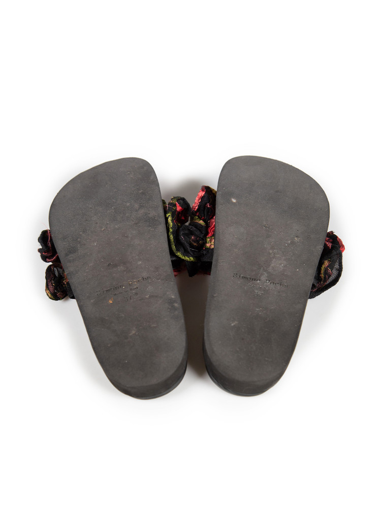 Simone Rocha Ruffled Floral Jacquard Slides
