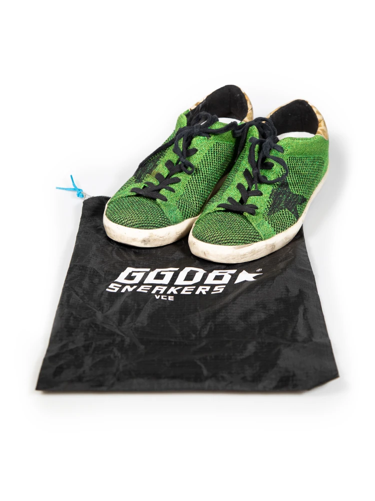 Golden Goose Green Metallic Superstar Trainers