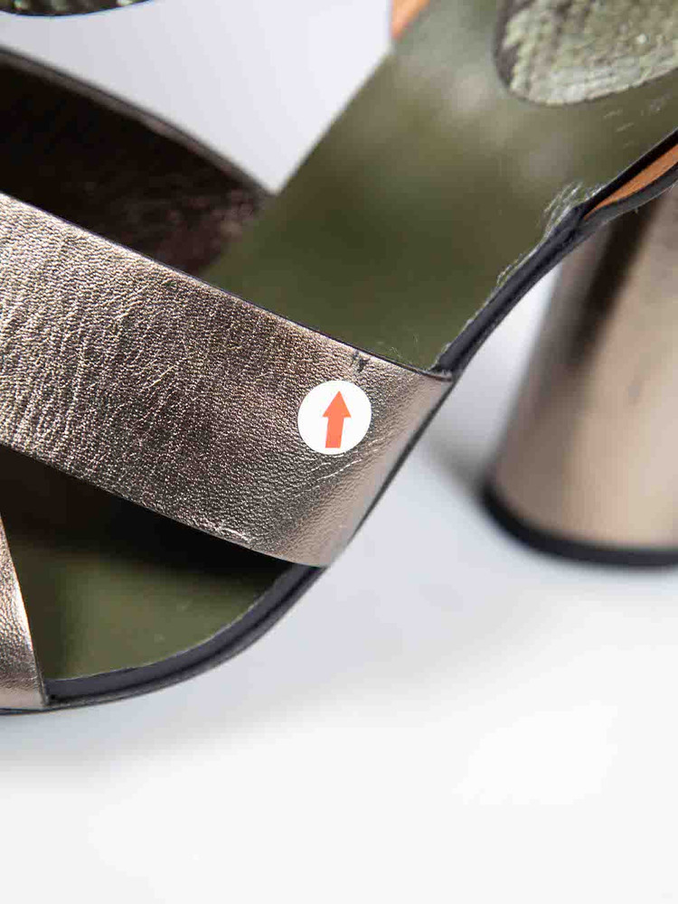 Gucci Snakeskin Leather Metallic Strappy Heels