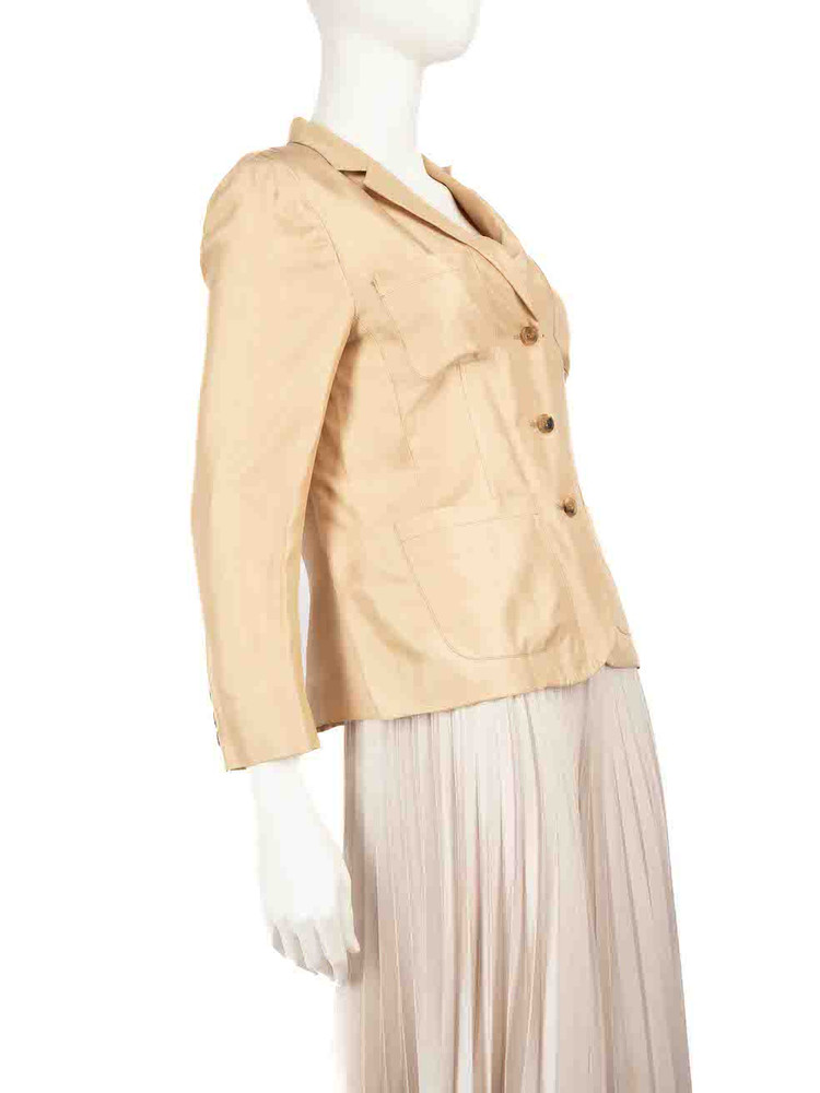 Prada Beige Silk Single Breasted Blazer Jacket