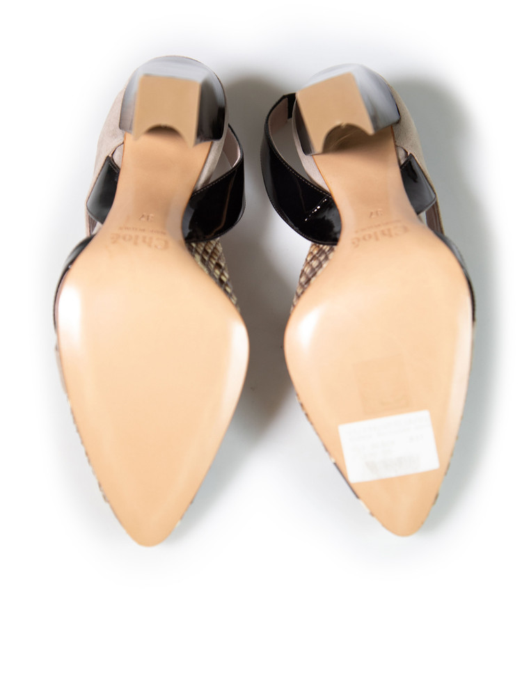 Chloé Python Leather Slingback Heels