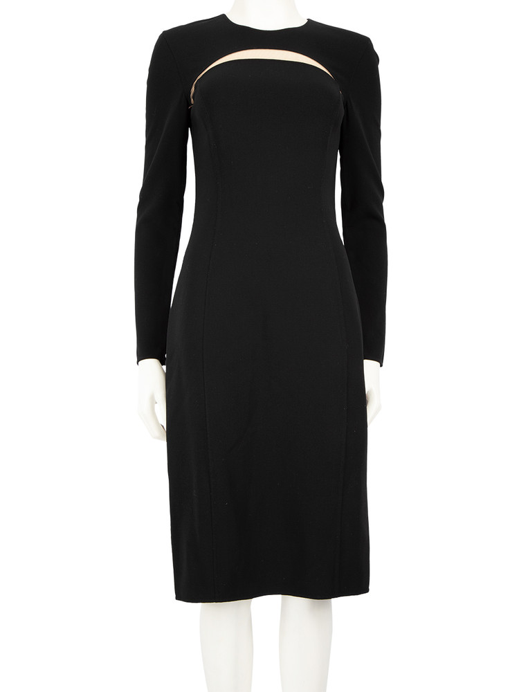 Michael Kors Black Wool Long Sleeve Dress