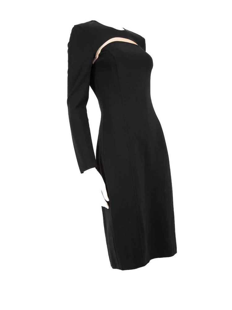 Michael Kors Black Wool Long Sleeve Dress