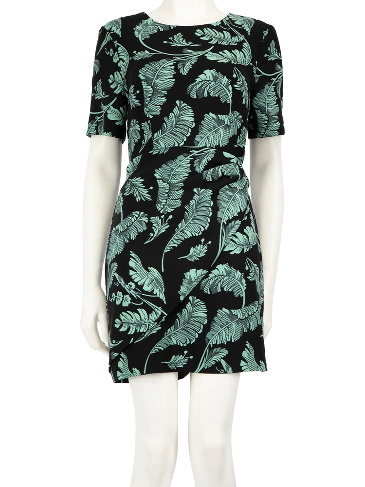 Cinq à Sept Leaf Pattern Mini Dress