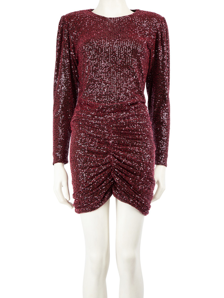 Retrofête Pink Flynn Ruched Sequin Tulle Mini Dress