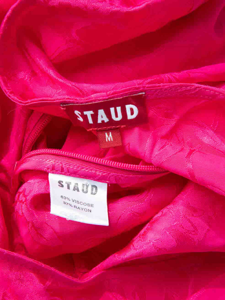 STAUD Pink Floral Jacquard Ruched Top