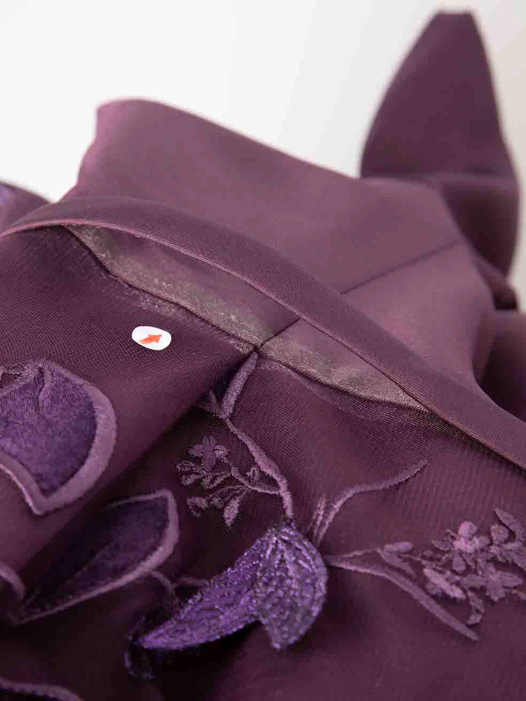 Edward Arsouni Purple Floral Embroidered Maxi Dress
