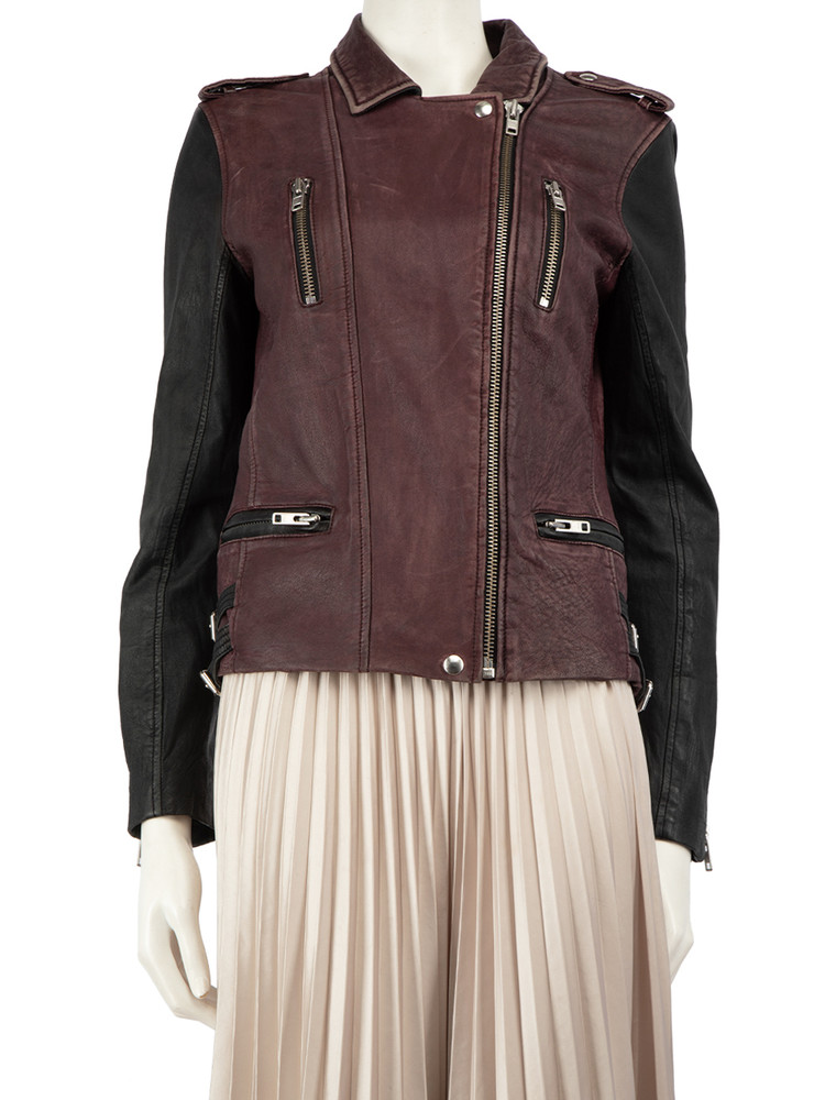 Iro Colourblock Leather Biker Jacket
