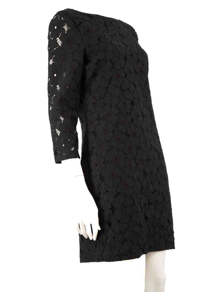 Diane Von Furstenberg Black Floral Lace Accent Dress