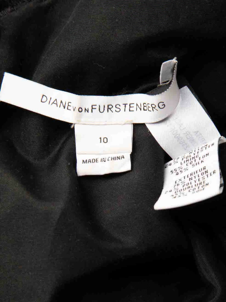 Diane Von Furstenberg Black Floral Lace Accent Dress
