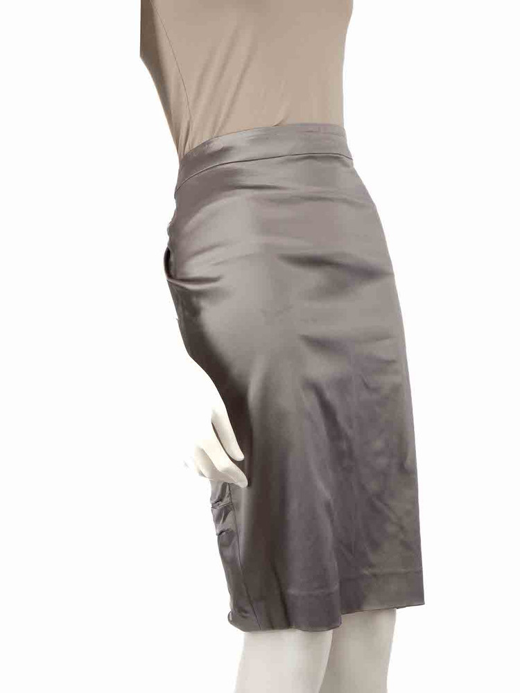 Dior Silver Ruched Knee Length Pencil Skirt