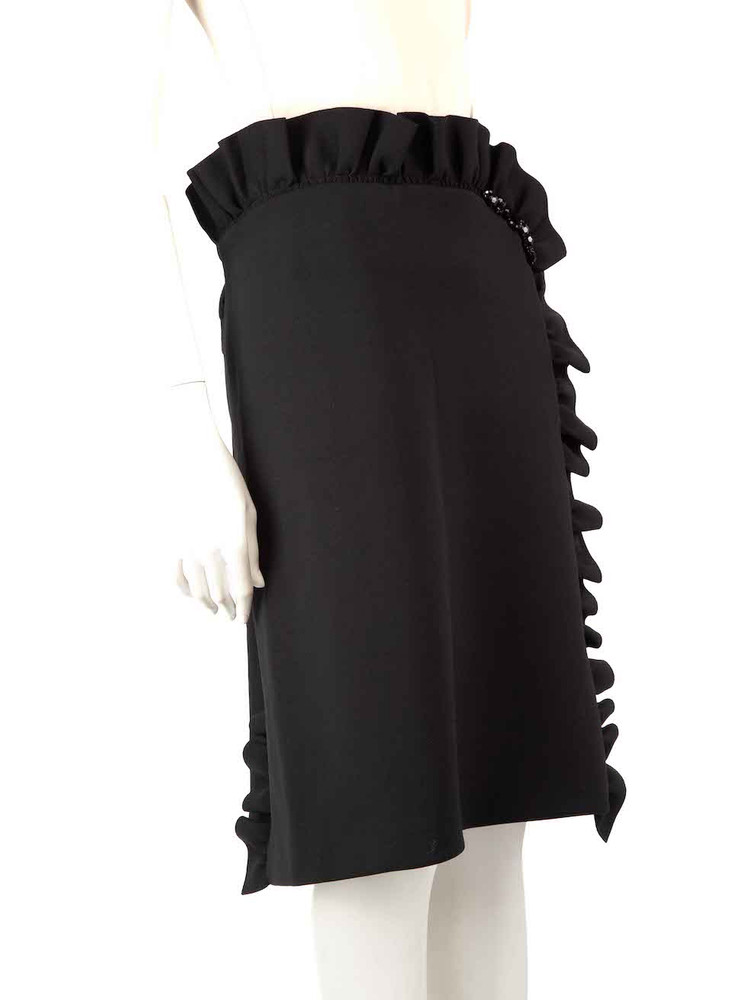 Simone Rocha Black Embellished Ruffle Trim Skirt