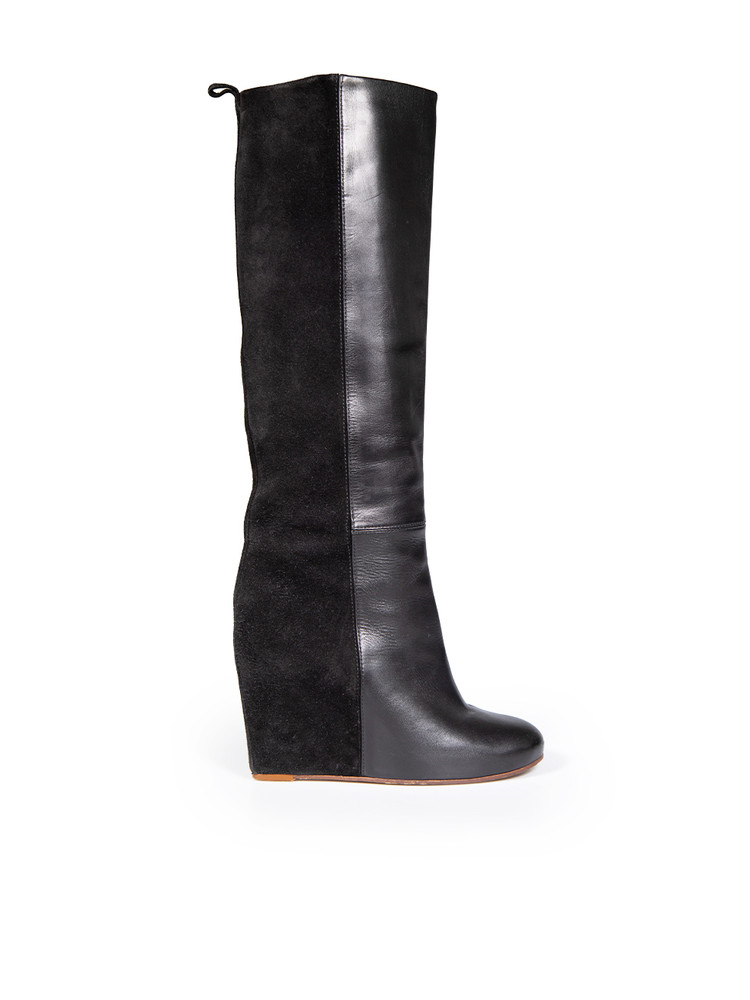 Céline Black Suede & Leather Wedge Boots