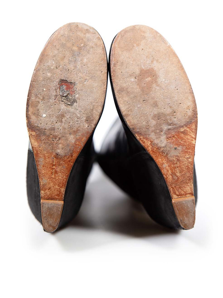Céline Black Suede & Leather Wedge Boots