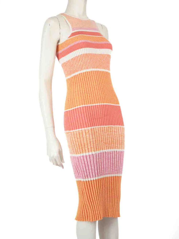 Victoria Beckham Victoria Victoria Beckham Stripe Pattern Rib Knit Dress