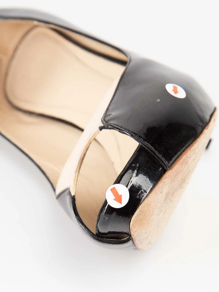 Alexander McQueen Black Patent Peep-Toe Heels