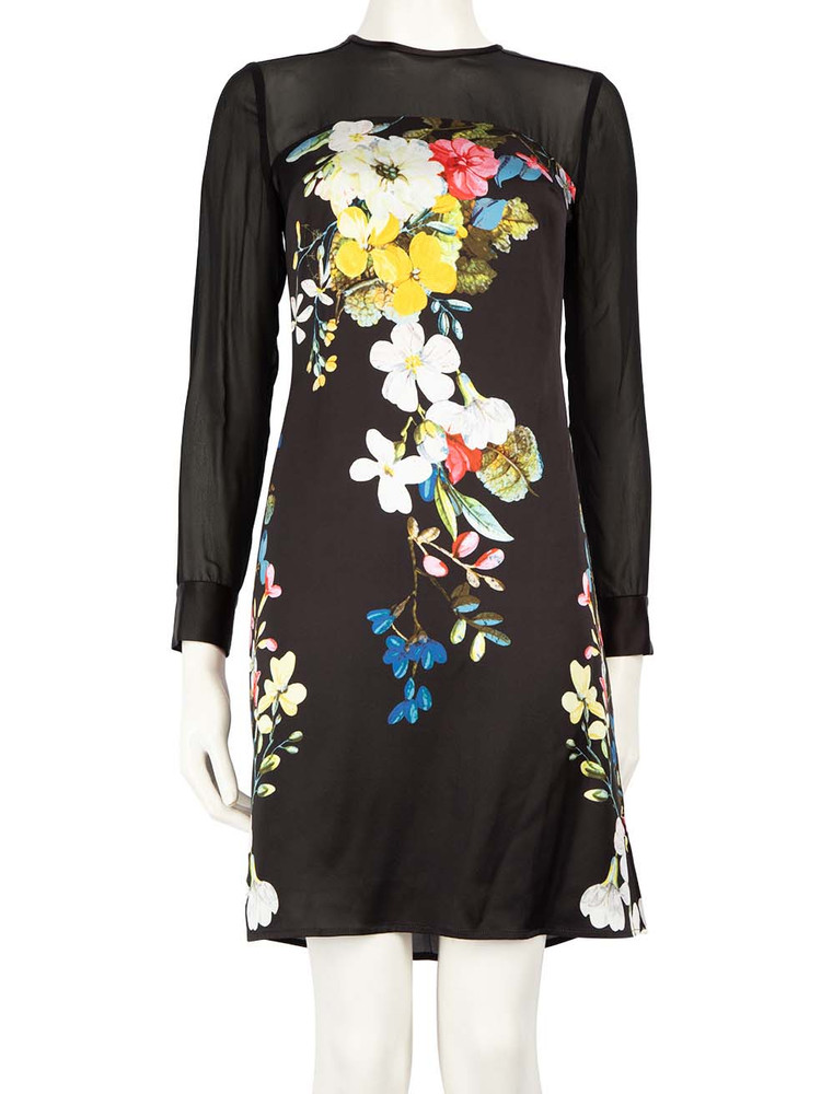 Erdem Black Floral Print Knee Length Dress