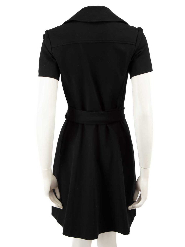 Diane Von Furstenberg Black Collar Belted Wrap Dress