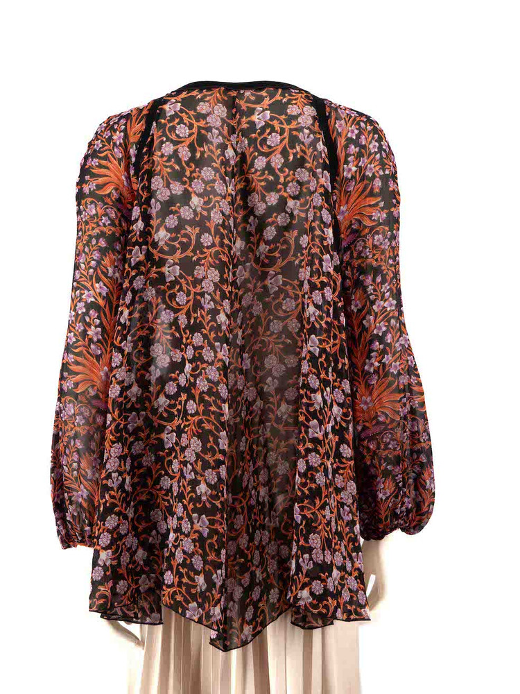 Giambattista Valli Floral V-Neck See Through Top