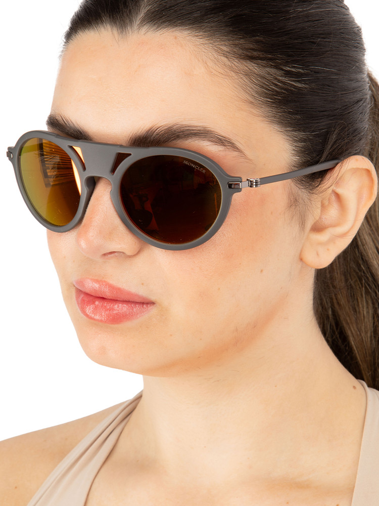 Moncler Grey Mirrored Round Sunglasses