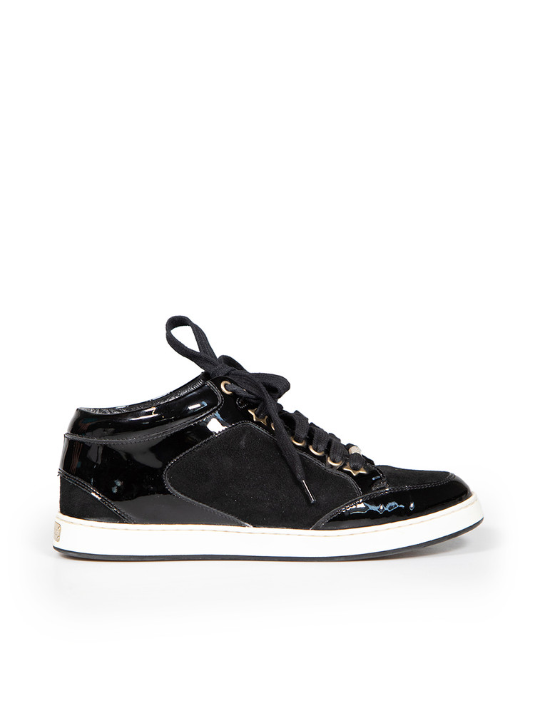 Jimmy Choo Black Patent Lace Up Trainers
