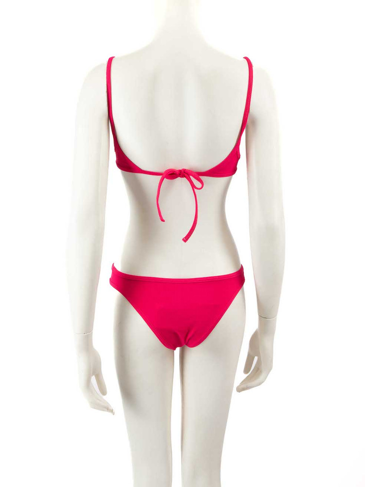 The Attico Pink Ribbed Bikini