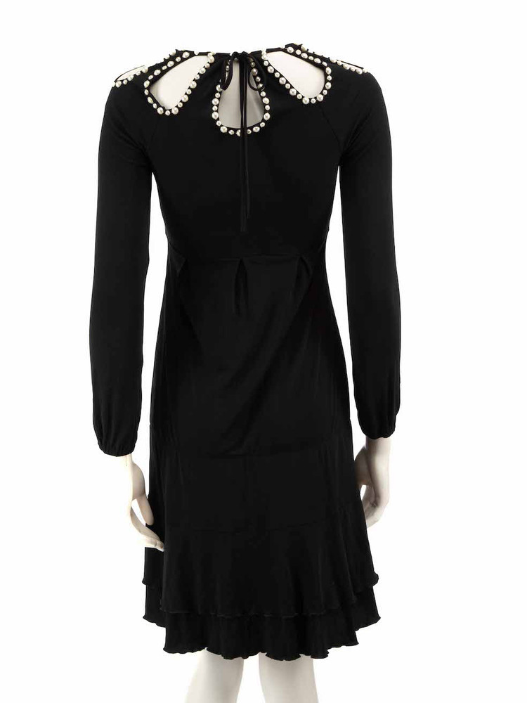 Moschino Black Faux Pearl Detail Cut-Out Dress
