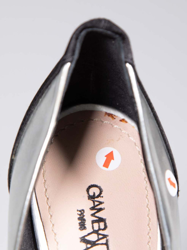 Giambattista Valli Silver & Black Leather Pumps