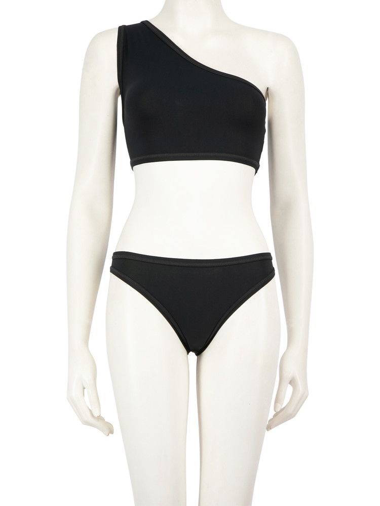 Bottega Veneta Slate Black One Shoulder Bikini
