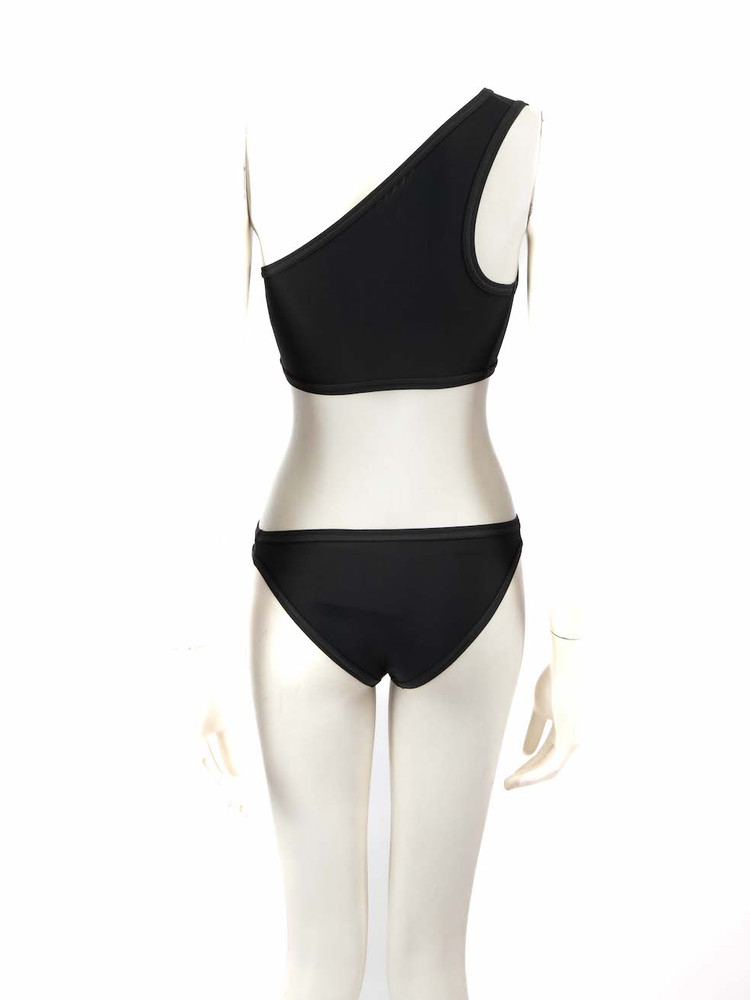 Bottega Veneta Slate Black One Shoulder Bikini