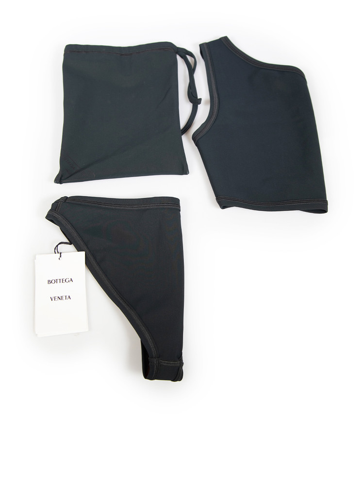 Bottega Veneta Slate Black One Shoulder Bikini