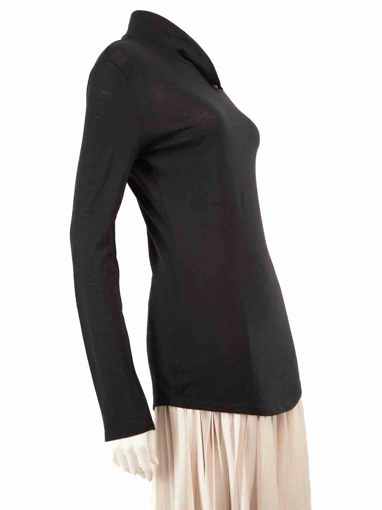 Balmain Black Button Detail Turtleneck Jumper