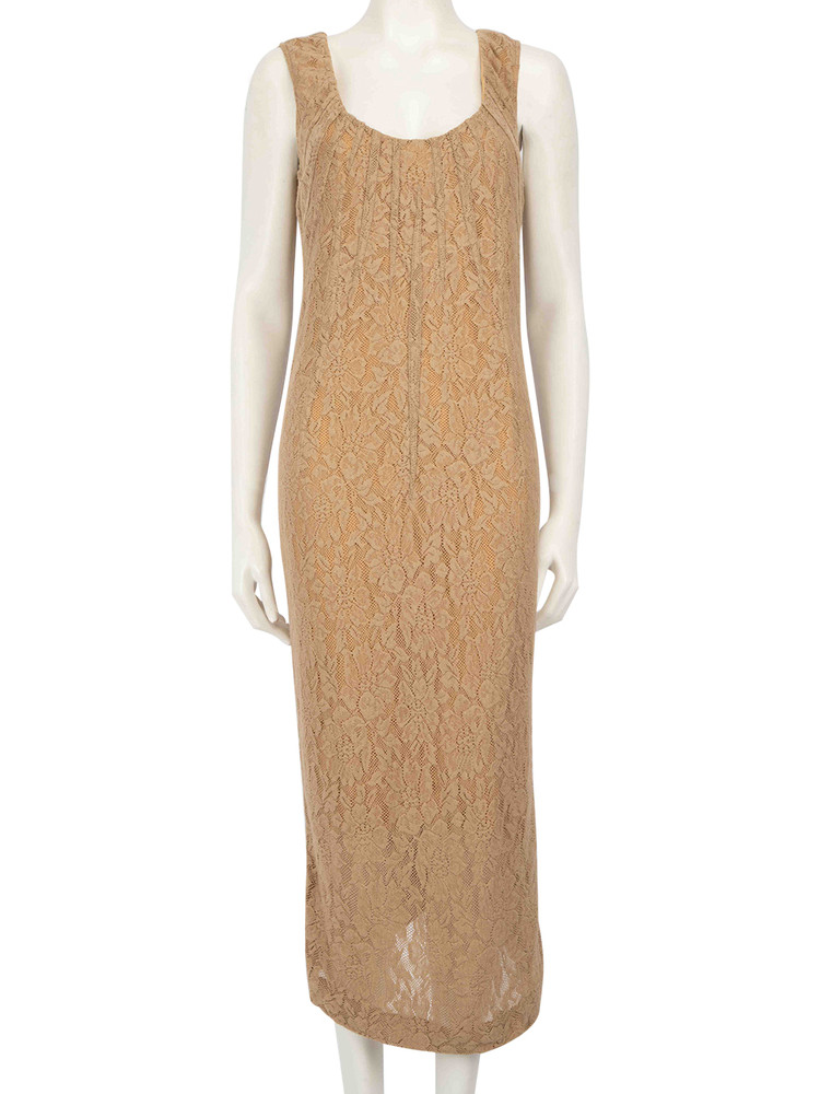 Dolce & Gabbana Beige Wool Lace Midi Dress