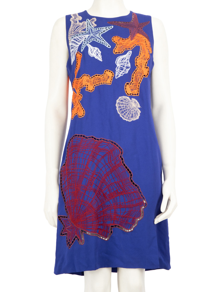 Emilio Pucci Blue Seashell Embroidered Dress