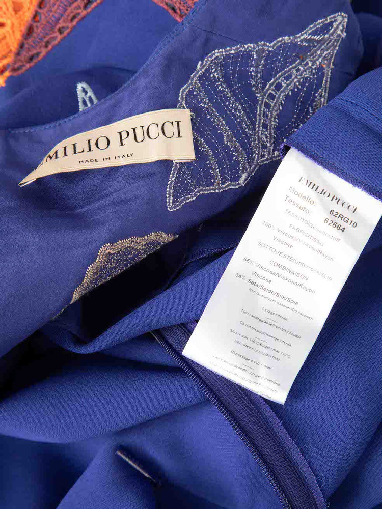 Emilio Pucci Blue Seashell Embroidered Dress