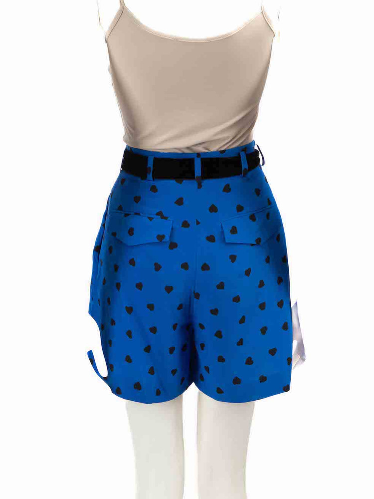 Valentino Garavani Blue Silk Heart Print Shorts