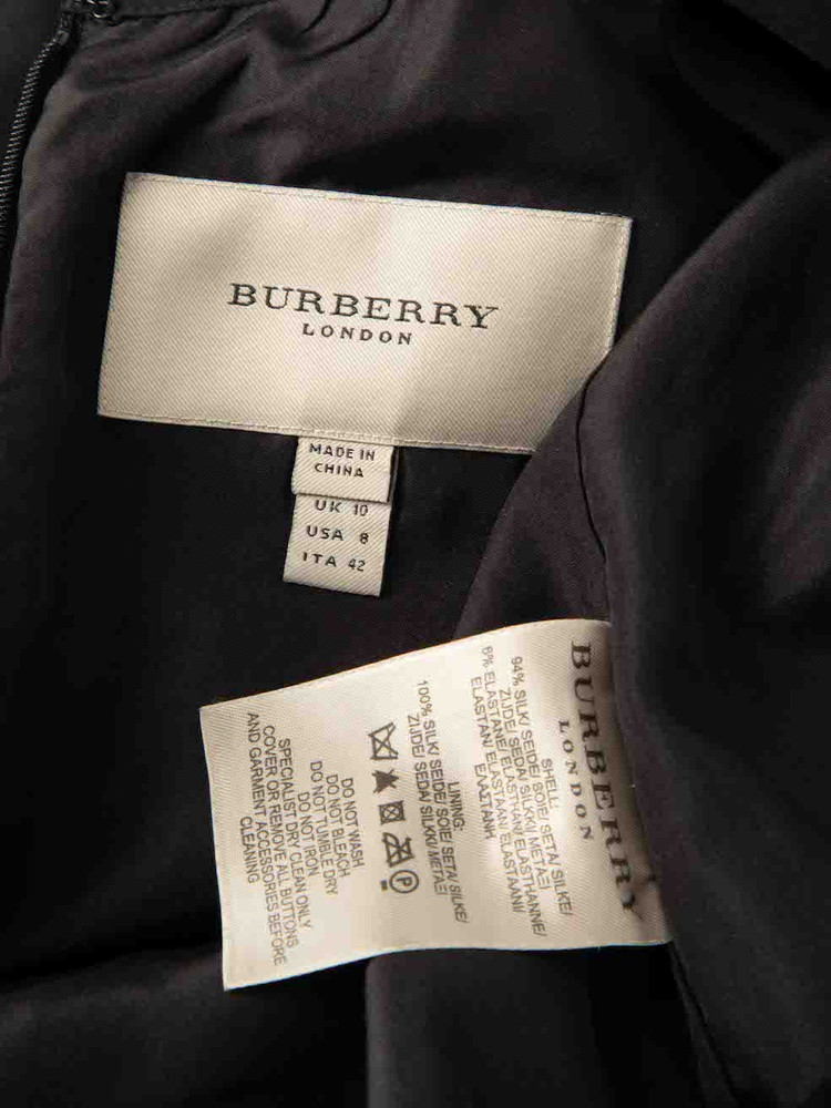 Burberry Black Ruch Detail Panel Dress