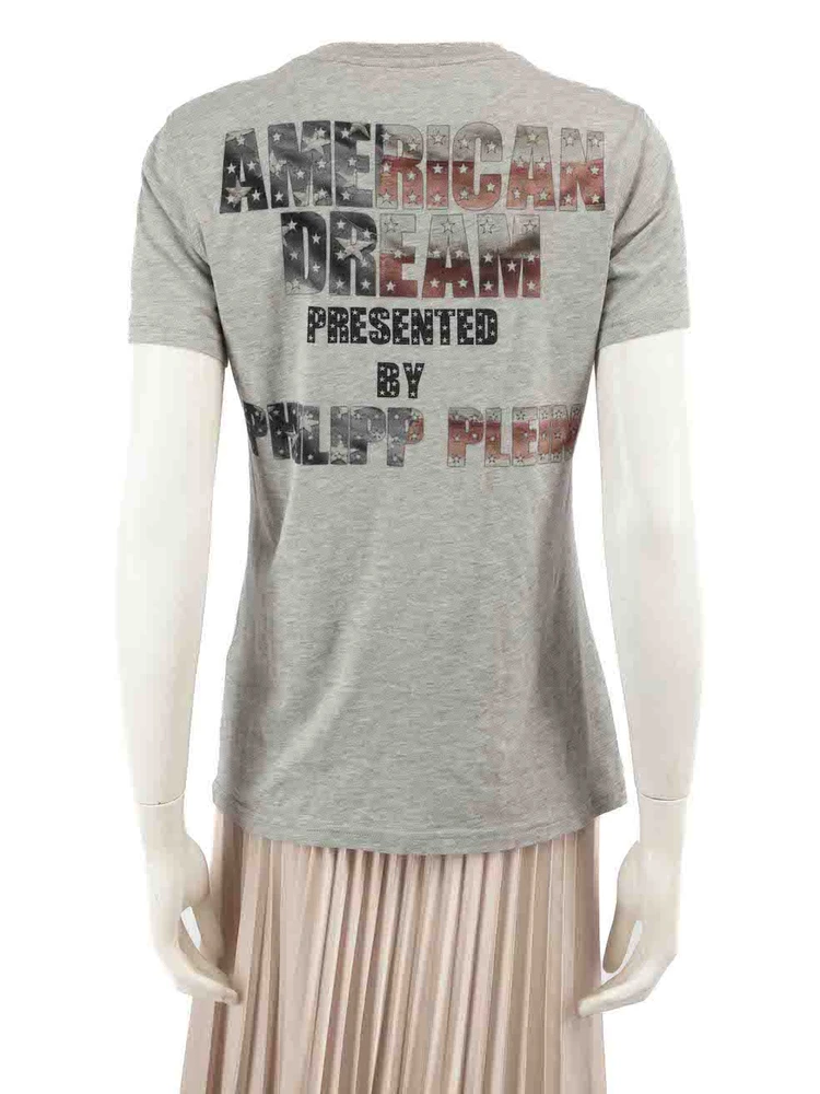 Philipp Plein Grey Embellished Graphic T-Shirt