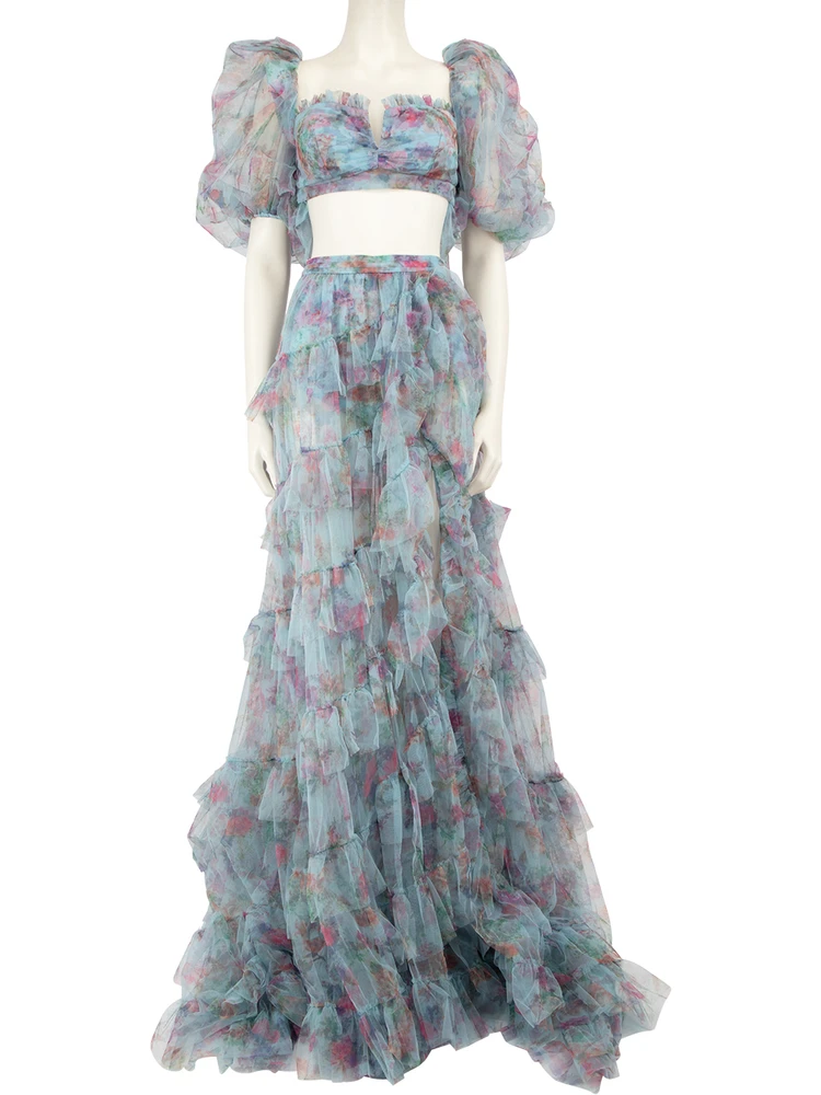 Sherri Hill Floral Print Top & Skirt Co-ord