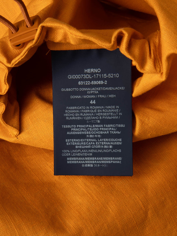 Herno Yellow High Neck Zipper Jacket