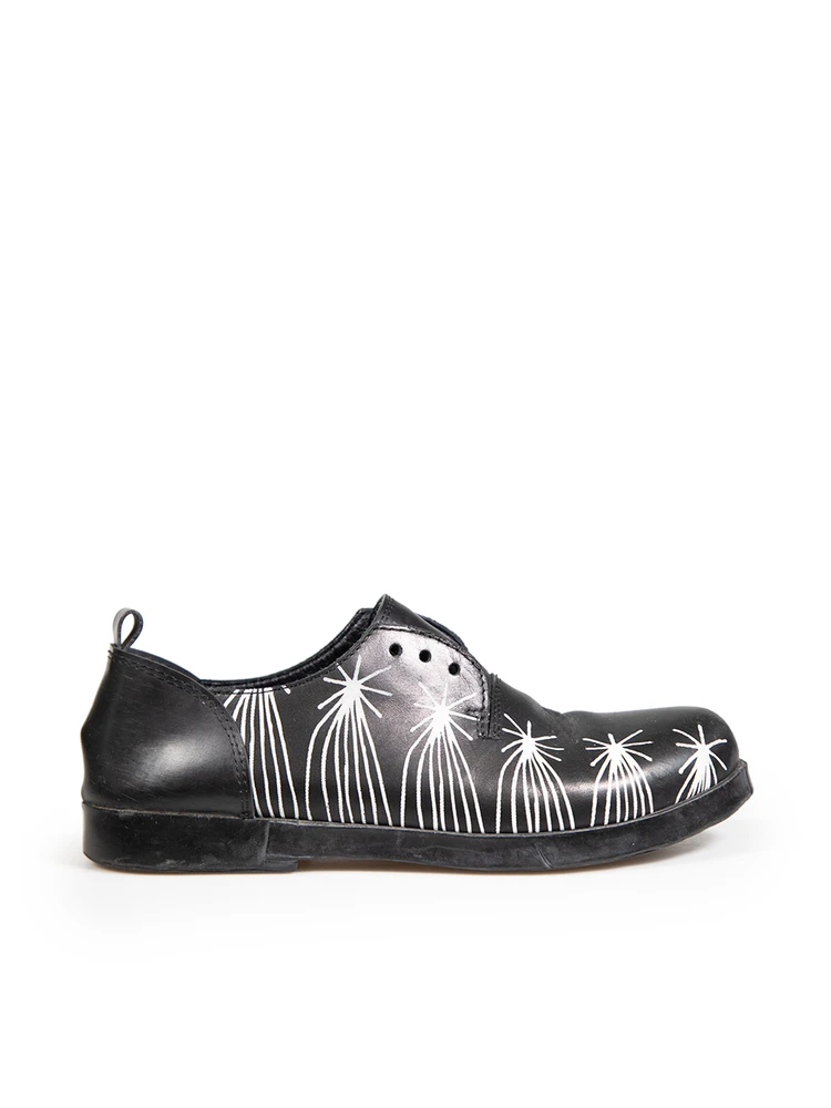 Marsell Black Leather Graffiti Printed Shoes
