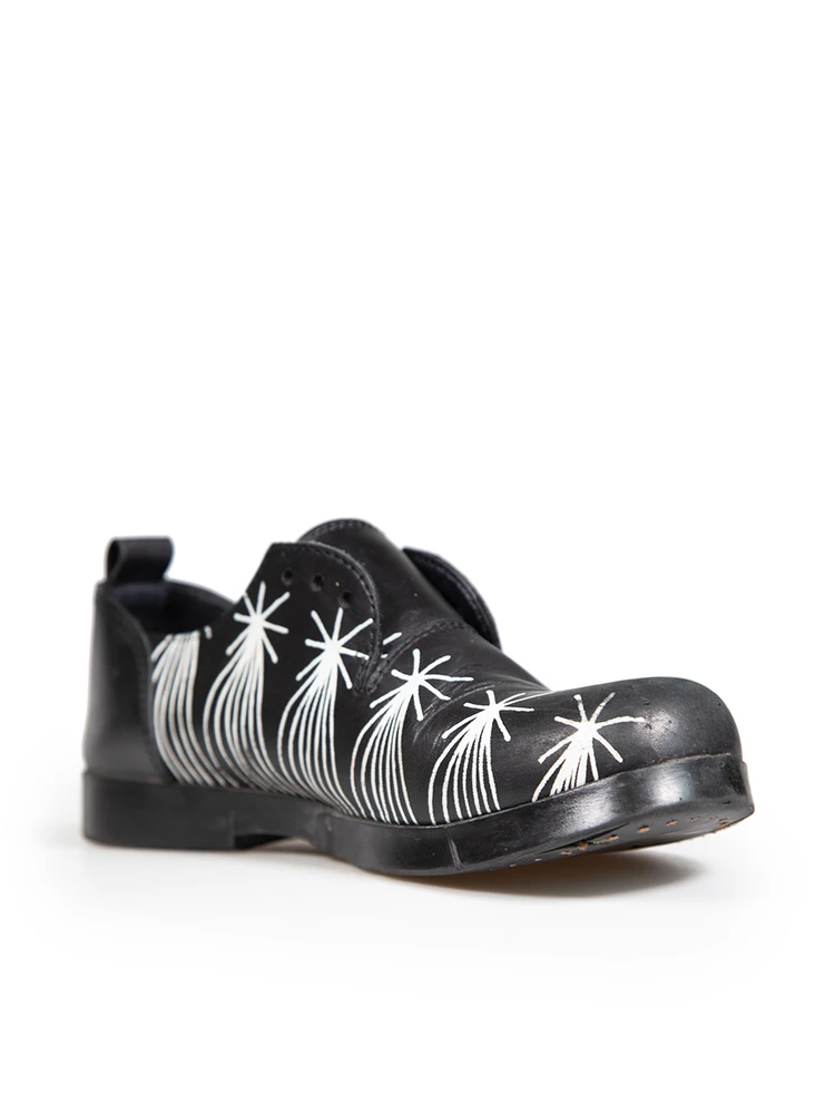 Marsell Black Leather Graffiti Printed Shoes