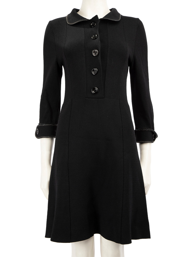Scanlan & Theodore Black Leather Trimmed Dress