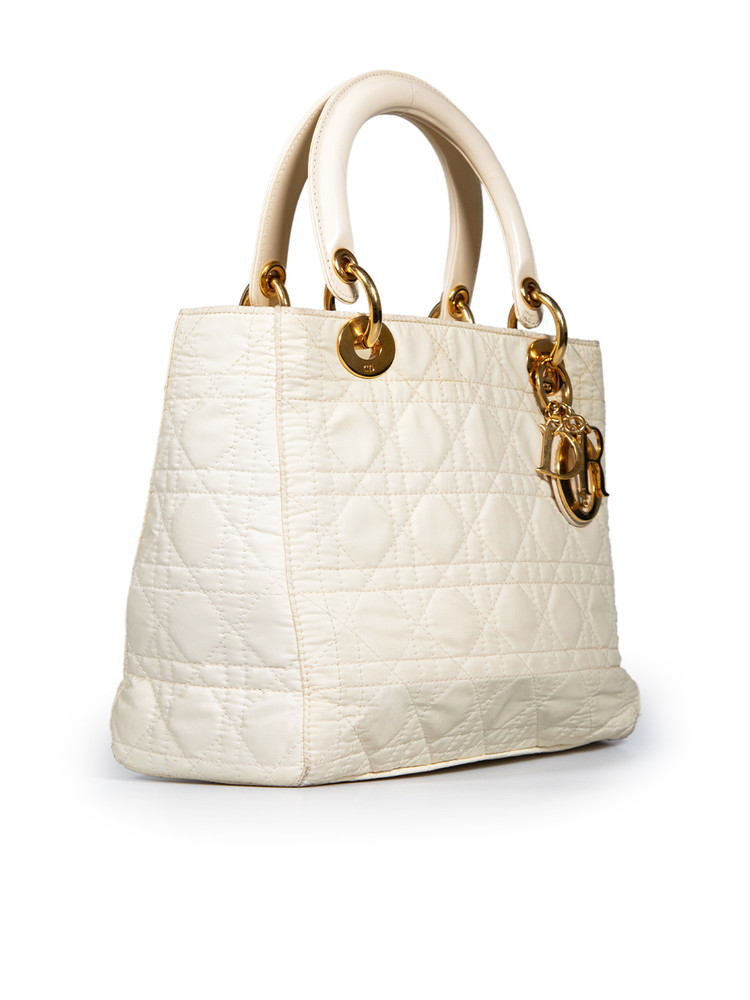 Dior 1999 Vintage Ecru Medium Lady Dior Bag