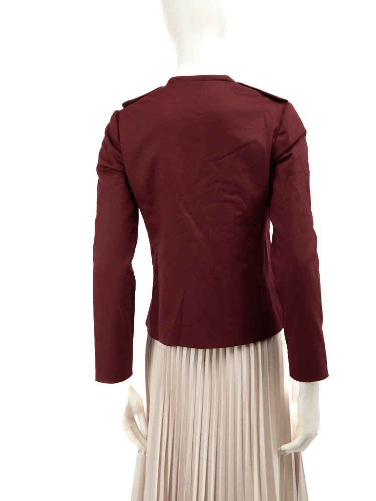Valentino Garavani Burgundy Wool Ruffle Trim Jacket