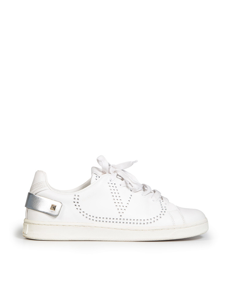 Valentino Garavani White Leather Bacnet Rockstud Trainers