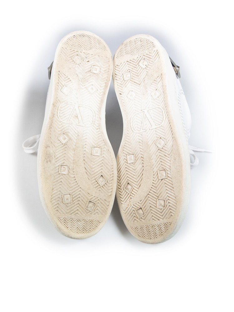 Valentino Garavani White Leather Bacnet Rockstud Trainers