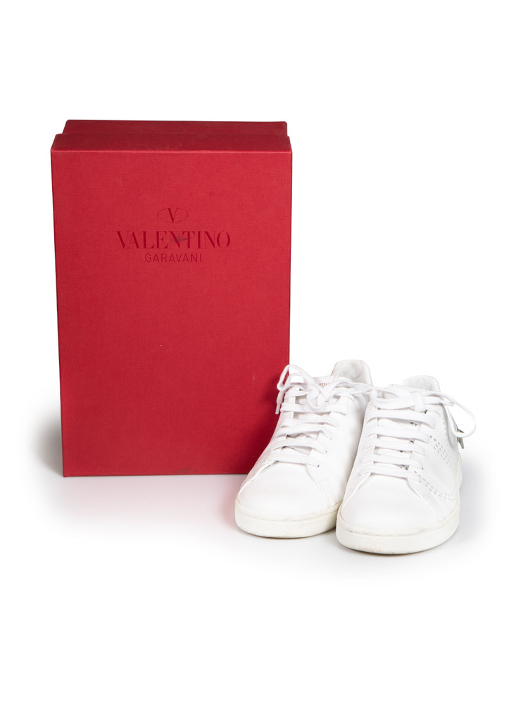 Valentino Garavani White Leather Bacnet Rockstud Trainers