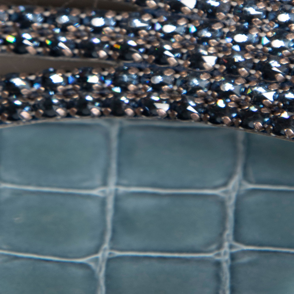Gina Blue Patent Crystal Embellished Loren Sandals